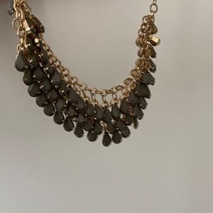 Grey and gold beaded layered necklace